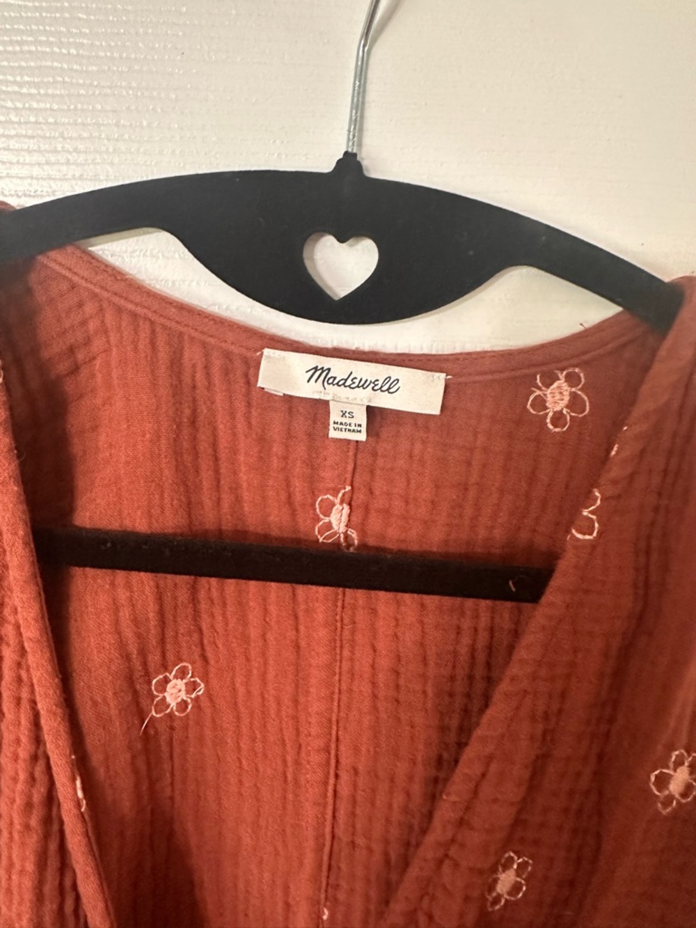 Madewell Wrap Front Rust Floral Tie-Waist Top - Picture 6 of 8